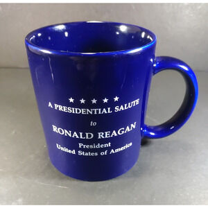 Ronald Reagan Coffee Cup Mug A Presidential Salute Navy Blue